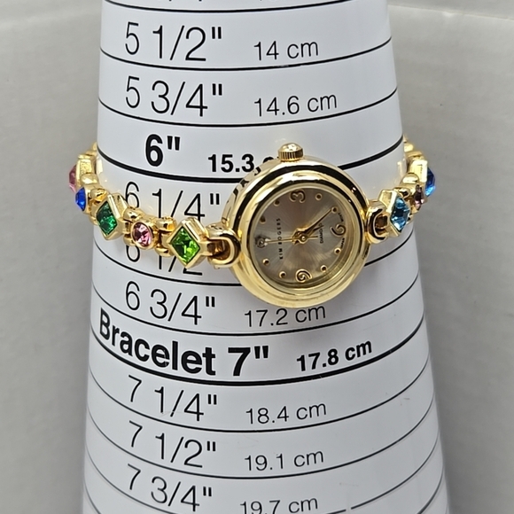 Kim Rogers Ladies Goldtone Multicolor Crystal Bracelet Watch Diamond New Battery - Picture 6 of 9